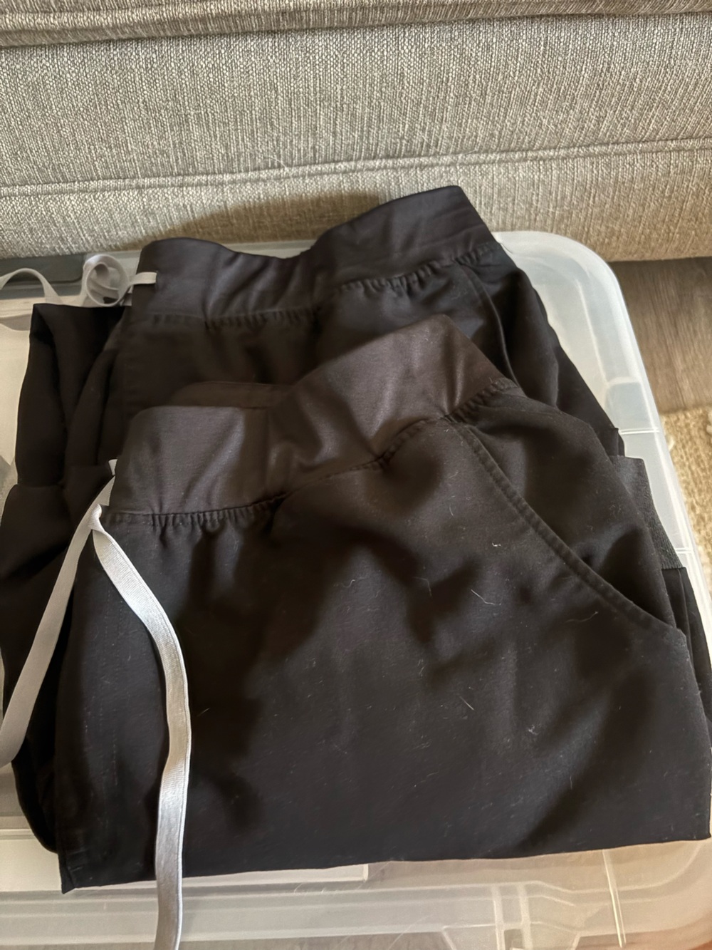 Figs Black Women's Scrub Pants with Gray Drawstring 2 pairs